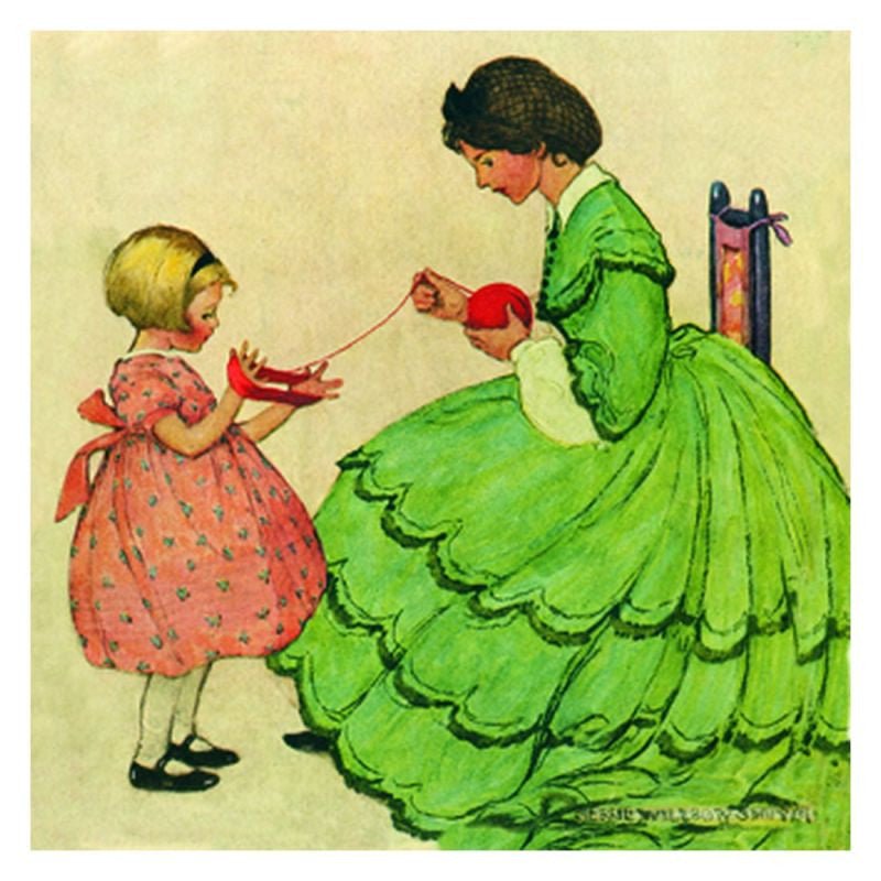 Jessie Willcox Smith Greeting Cards : Woman and Girl with Wool - wool for open-ended play - Title: Default Title