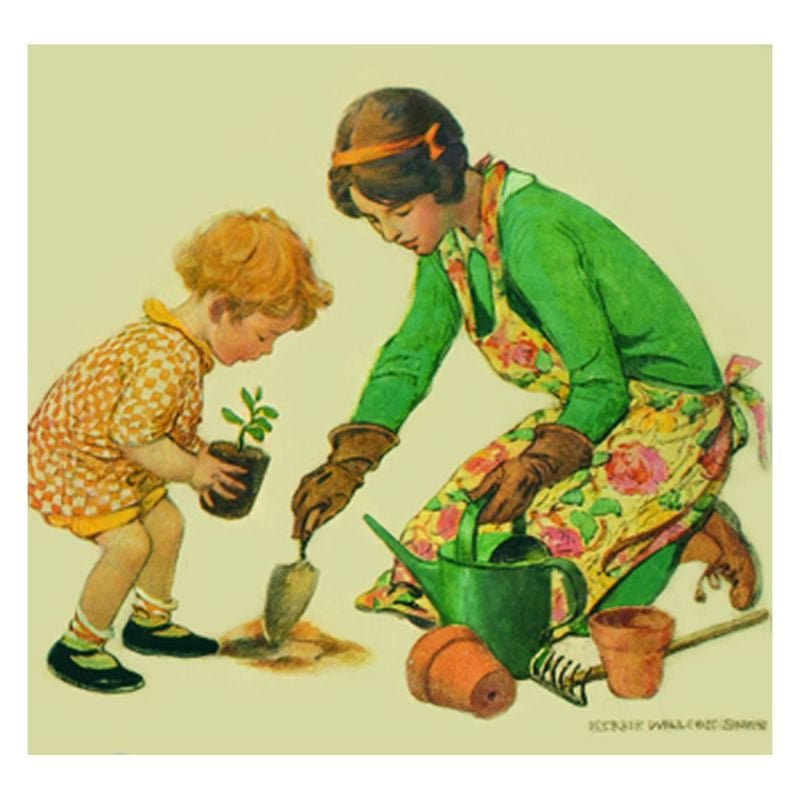 Jessie Willcox Smith Greeting Cards : Girl and Mother Garden - challengeandfunretail