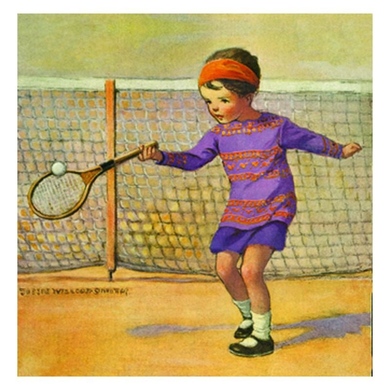 Jessie Willcox Smith Greeting Cards : Girl Playing Tennis for open-ended play - Title: Default Title