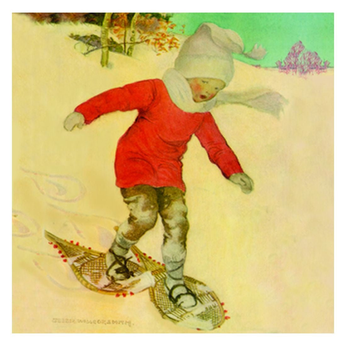 TJ Whitneys Jessie Willcox Smith Greeting Cards : Boy Snowshoeing - blueottertoys-JWS06