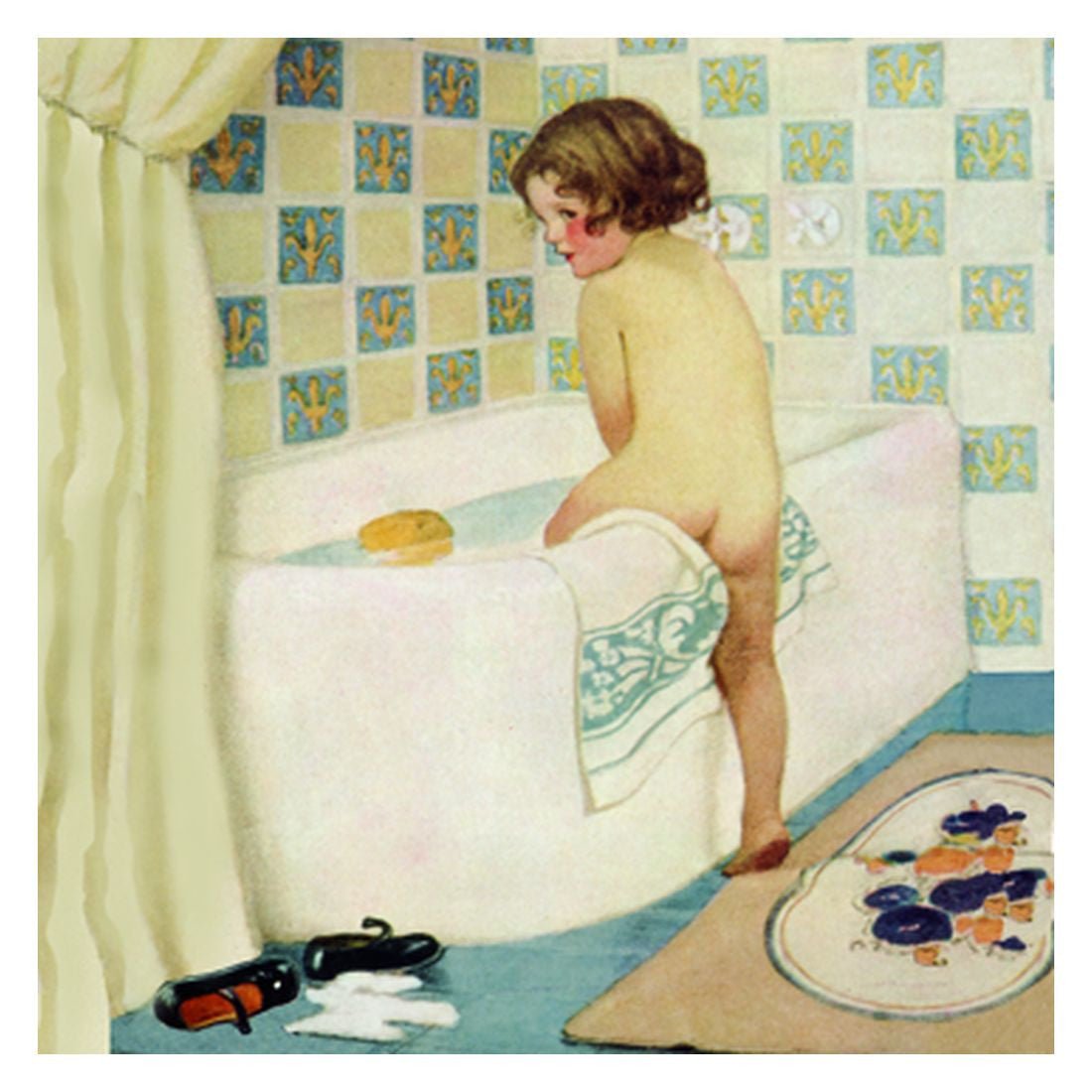Jessie Willcox Smith Greeting Cards : Bathtime for open-ended play - Title: Default Title