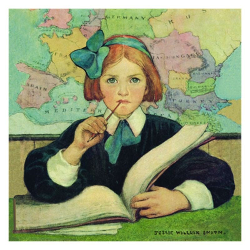 TJ Whitneys Jessie Willcox Smith Greeting Cards : The Scholar - blueottertoys-JWS88