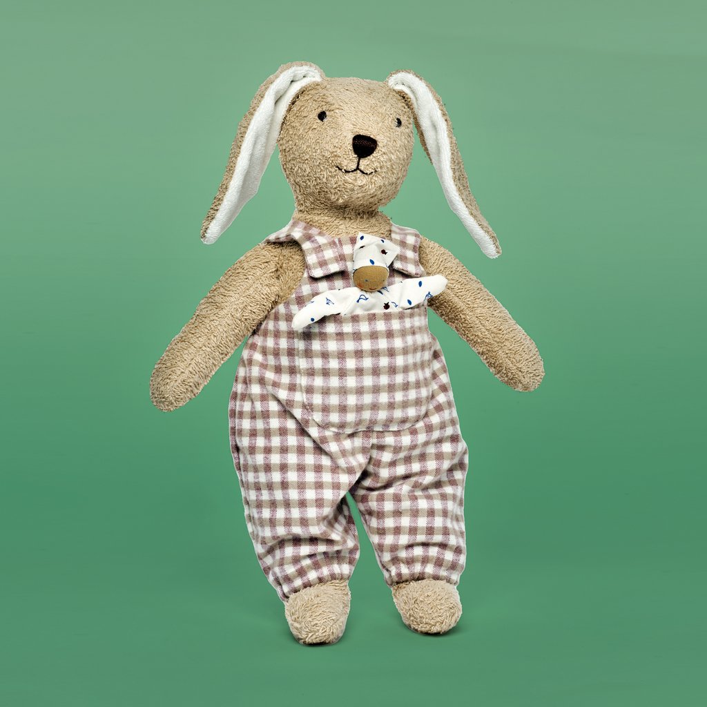 Kathe Kruse Cotton Rabbit "Hugo", Standing (13.75") - cotton Stuffed Animals for open-ended play - Title: Default Title
