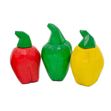 Hand Carved Wooden Sweet Peppers - wood, natural Play Food for open-ended play - Color: Red