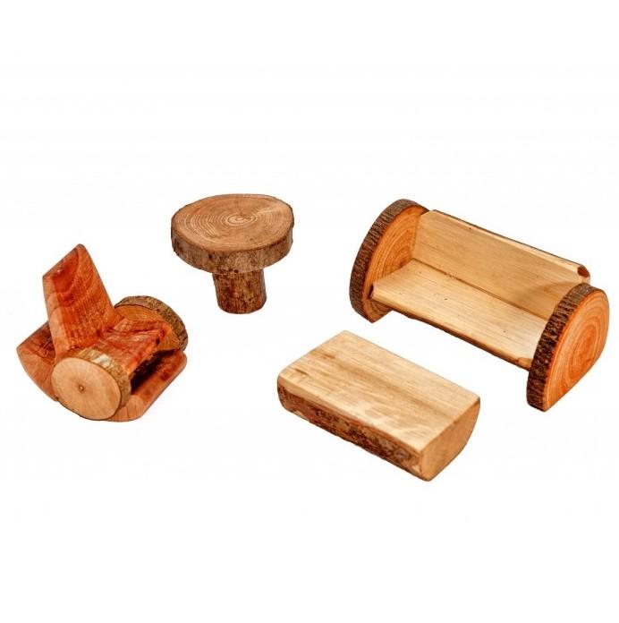 Branch Furniture for Elf Tree House, Small Living Room - wood, natural Dollhouse Accessories for open-ended play - Title: ...