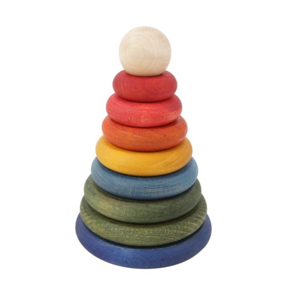 Montessori Toy Stacker - Rainbow - wood, natural Blocks for open-ended play - Title: Default Title