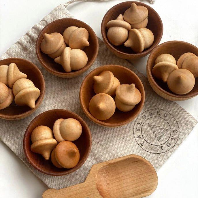 Montessori Waldorf Wood Acorn Sorting Game - wood Games for open-ended play - Finish: Finished