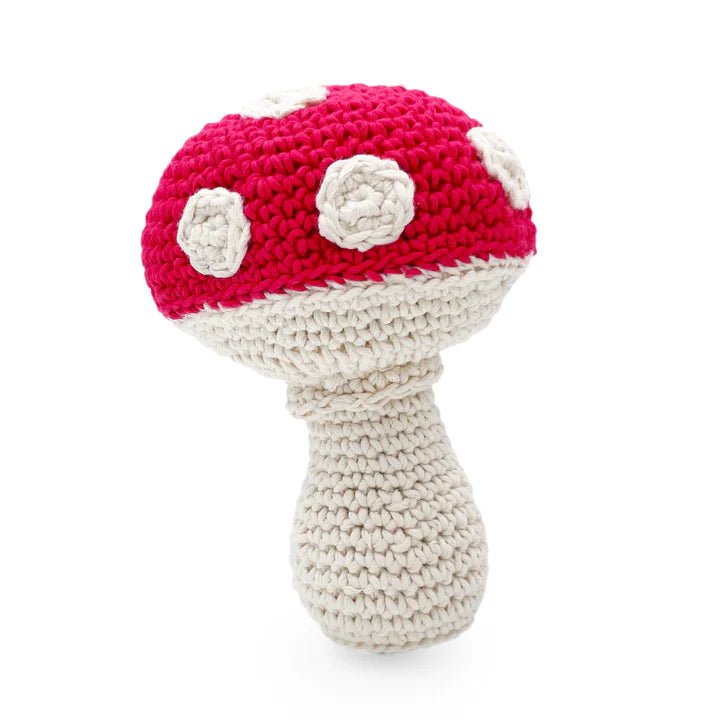Myum Organic Cotton - Amanita Mushroom Rattle - cotton Baby Toys for open-ended play - Title: Default Title