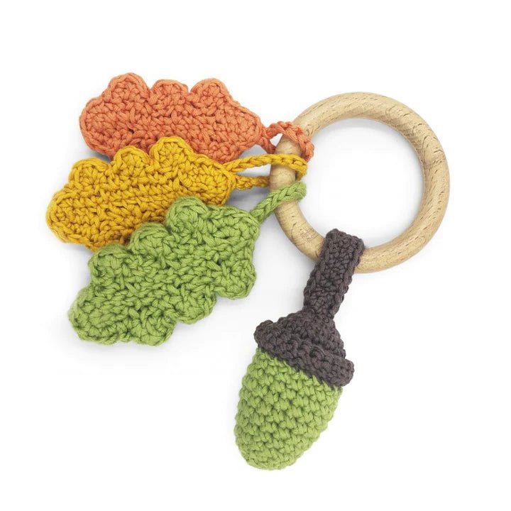 Myum Organic Cotton - Autumn Teether & Rattle - wood, cotton, natural Baby Toys for open-ended play - Title: Default Title
