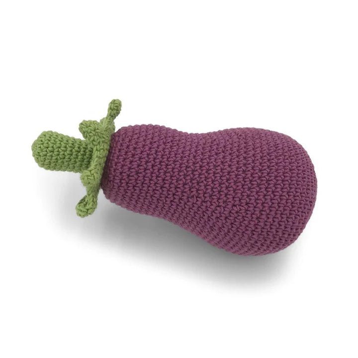 Myum Myum Organic Cotton - Eggplant or Aubergine Rattle - blueottertoys-MY-AUB