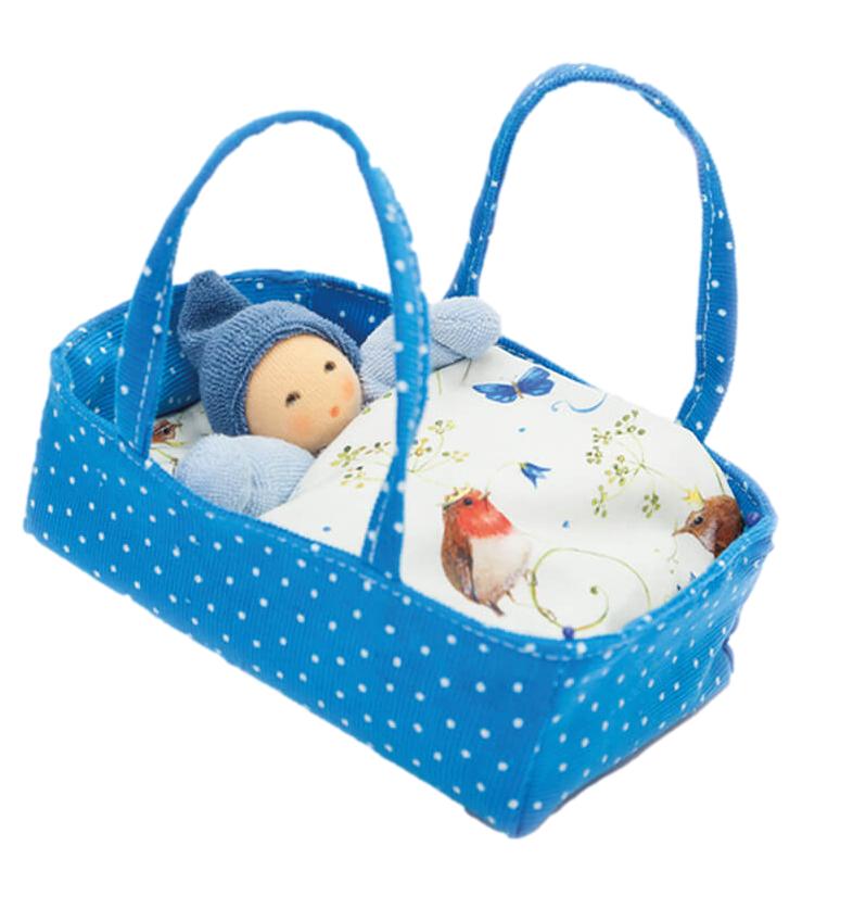 Nanchen Nanchen Organic Cotton Waldorf Baby Doll in Flower Bed, Blue - blueottertoys-NC771404