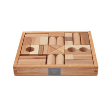 Wooden Blocks in Tray - 30 pcs Natural - wood, natural, beeswax for open-ended play - Title: Default Title
