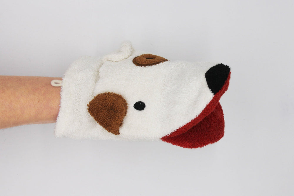 Furnis Organic Cotton Puppy Dog Washcloth Puppet - blueottertoys-FS0581
