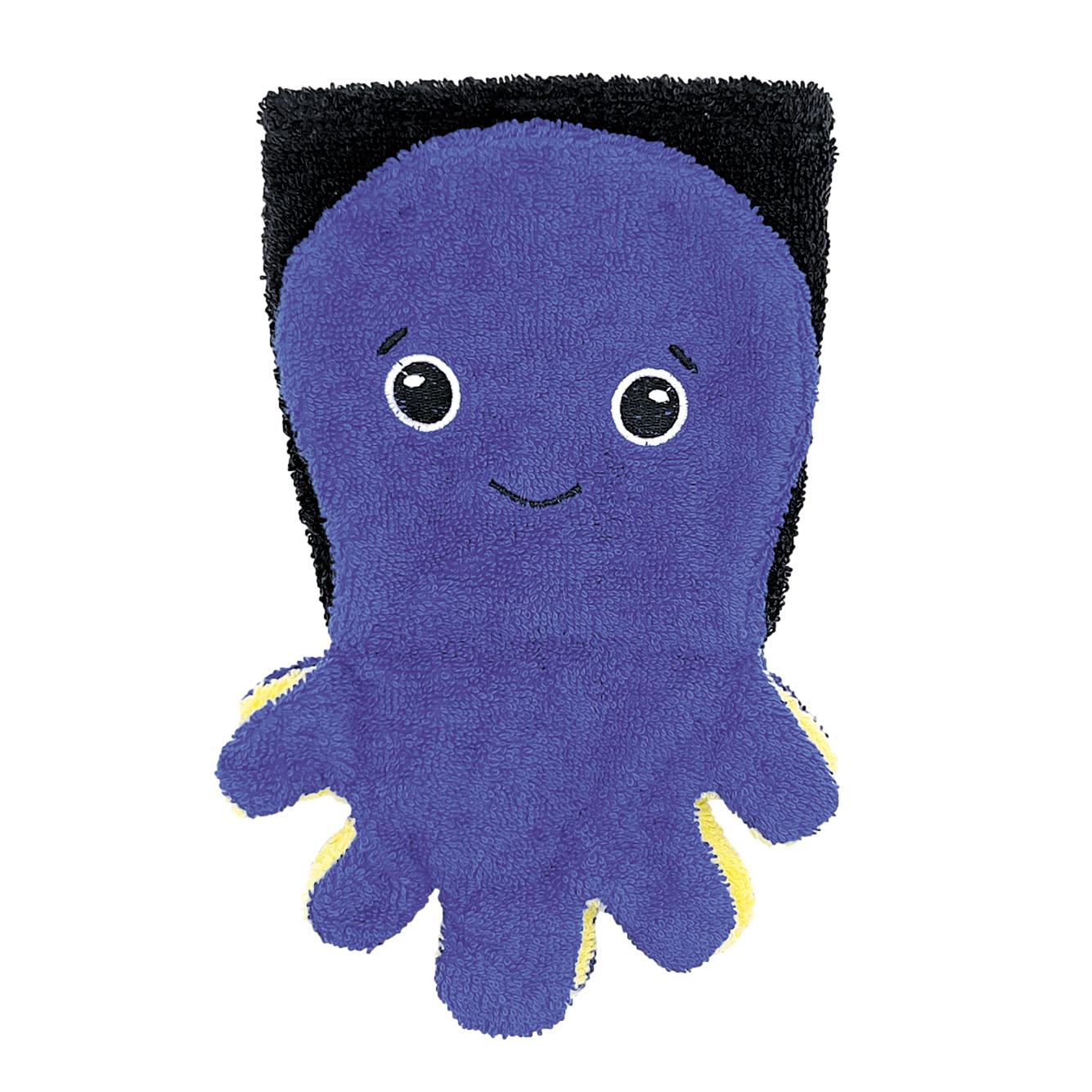 Organic Cotton Squid Washcloth Pupppet - cotton Bath Toys for open-ended play - Size: Child Size