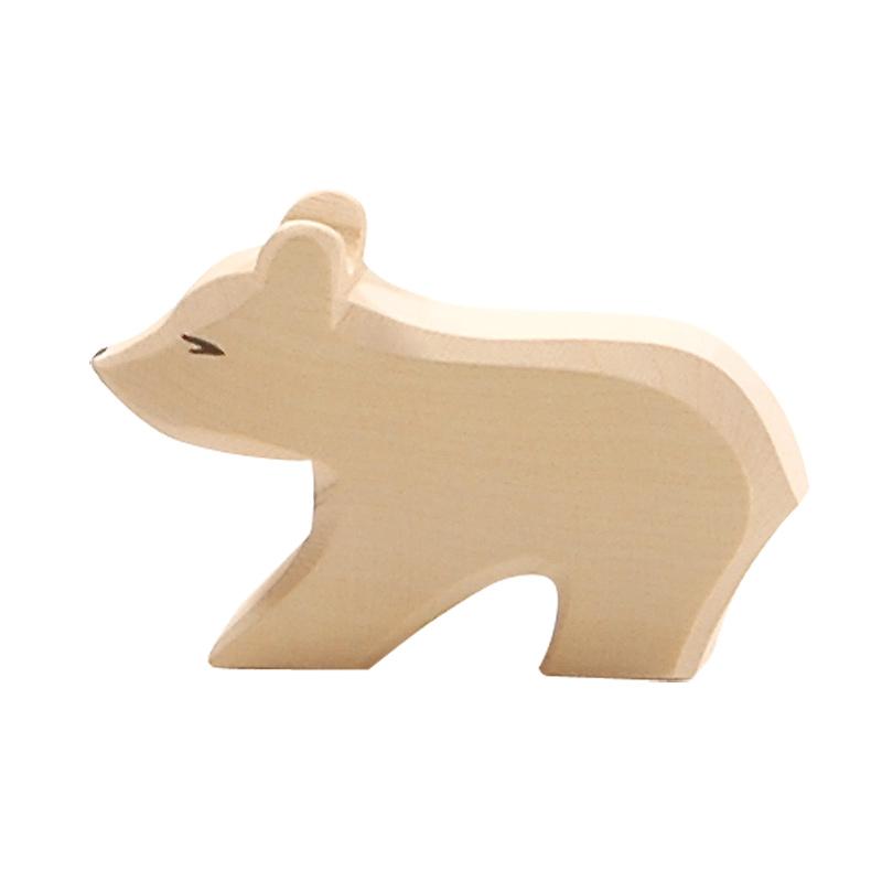 Ostheimer Polar Bear, Small, Short Neck - wood, natural Wooden Figures for open-ended play - Title: Default Title