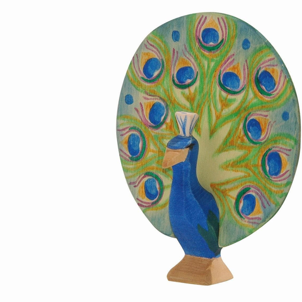 Ostheimer Wooden Peacock - Open - wood, natural Wooden Figures for open-ended play - Title: Default Title