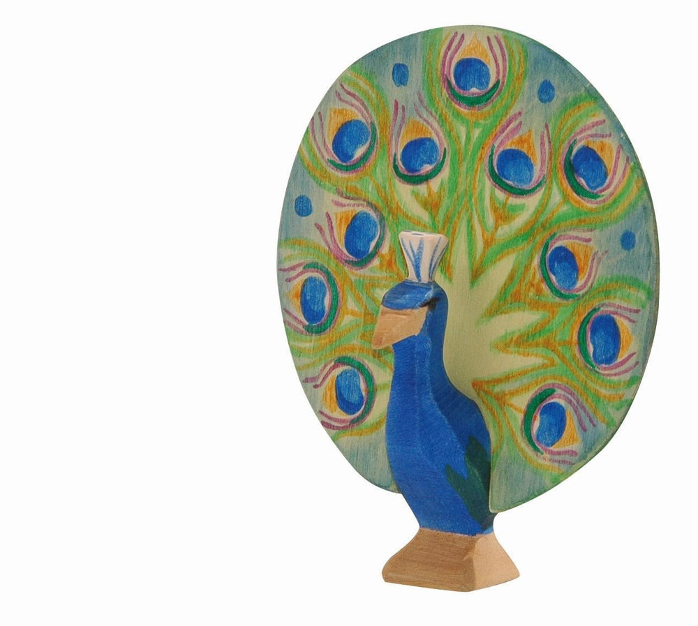 Ostheimer Wooden Peacock - Open - wood, natural Wooden Figures for open-ended play - Title: Default Title