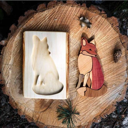 Fox Wooden Puzzle - wood, natural, cork Puzzles for open-ended play - Title: Default Title