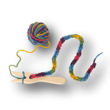 Knitting Fork & Organic Yarn, Red Purple Pink - wood, wool, felt, beeswax for open-ended play - Title: Default Title