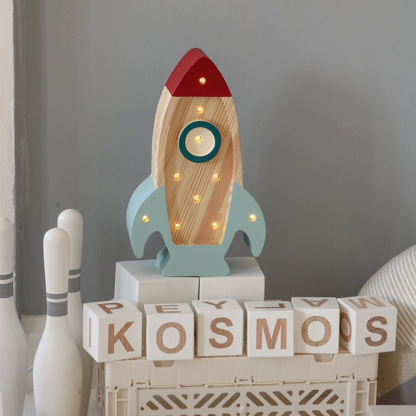 Little Lights US Little Lights Mini Rocket Ship Lamp - blueottertoys-sku-1356264