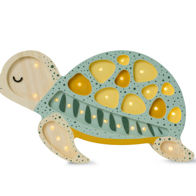 Little Lights Turtle Lamp - wood, natural for open-ended play - Color: Galapagos Sage