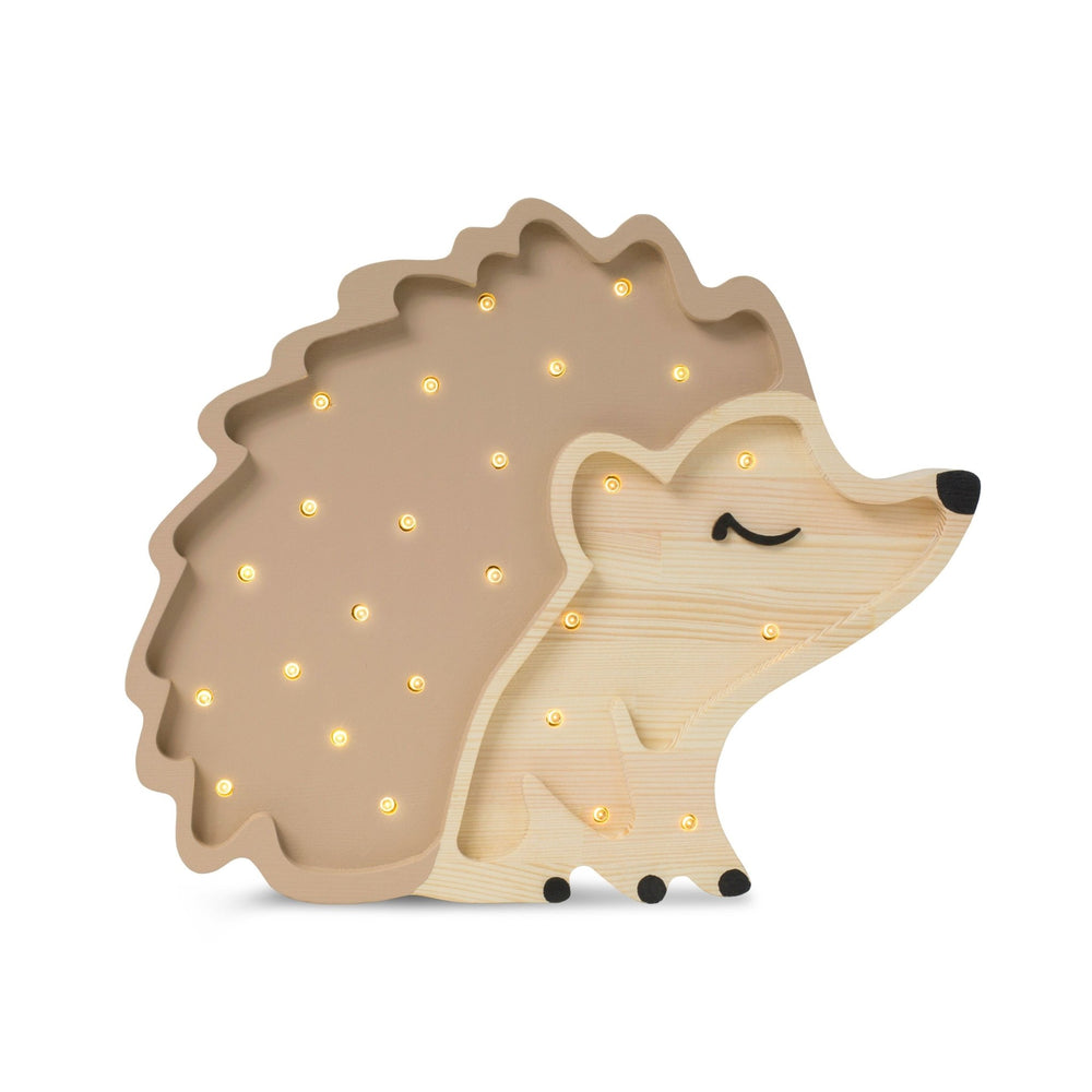 Little Lights Hedgehog Lamp - wood, natural for open-ended play - Color: Autumn Brow