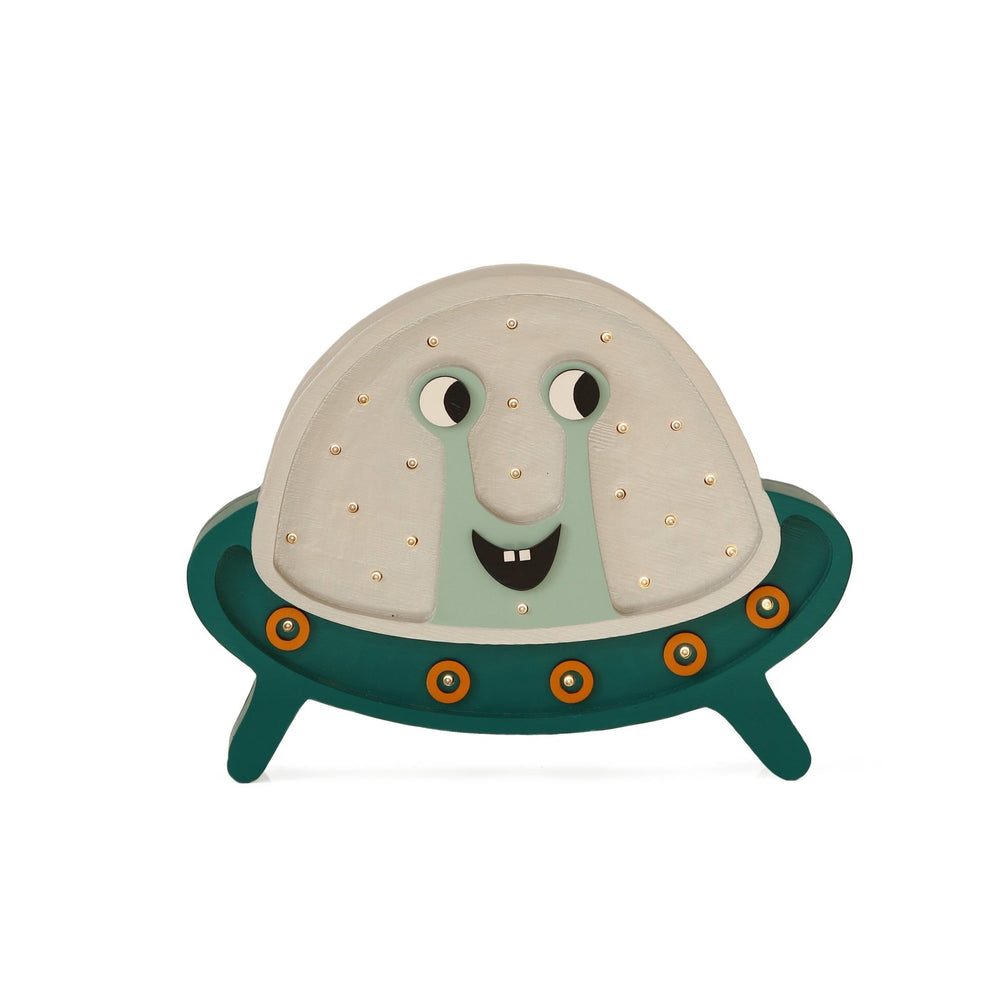Little Lights UFO Lamp - wood, natural for open-ended play - Color: Silver Dust