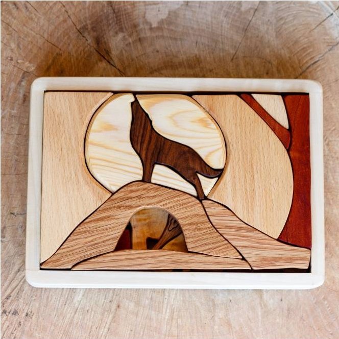 Cocoletes Wolf in Burrow Wooden Puzzle - blueottertoys-C2021-2-LMD