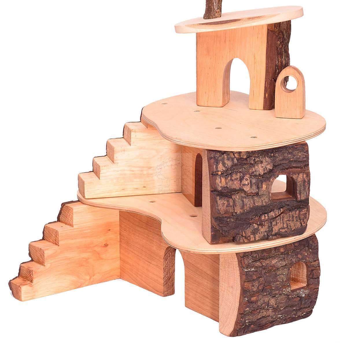 Small Tree House - wood, natural, felt Dollhouse for open-ended play - Title: Default Title