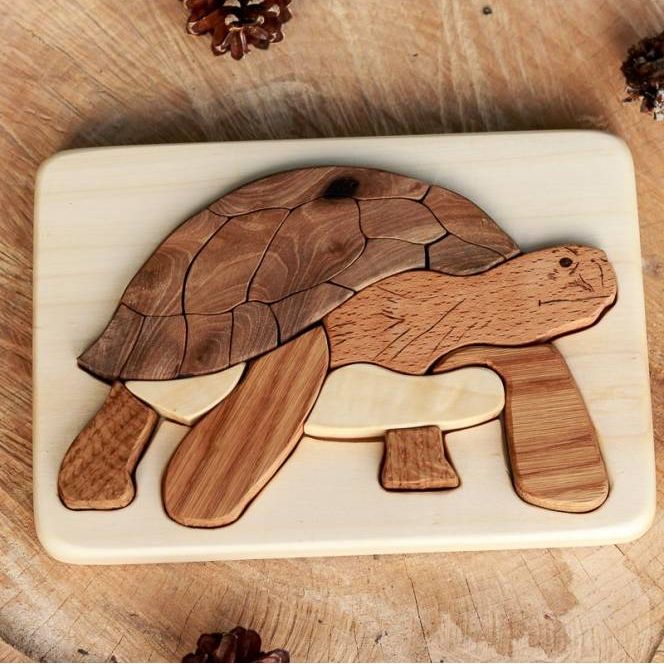 Tortoise Wooden Puzzle - wood, natural, cork Puzzles for open-ended play - Title: Default Title